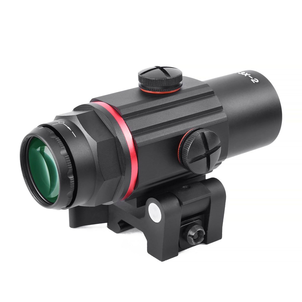 3X Red Rot Magnifier with Quick Release Mount, Flip to Side Red