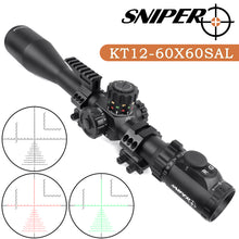 Load image into Gallery viewer, Sniper KT 12-60X60 SAL Rifle Scope 35mm Tube Side Parallax Adjustment Glass Etched Reticle Red Green Illuminated with Scope Rings