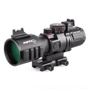 Sniper GII PM3.5X40 Prism Scope with Red, Green Illuminated Rapid Range Reticle