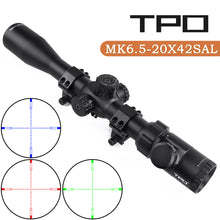 Load image into Gallery viewer, MK 6.5-20x42 SAL Rifle Scope, Glass Etched Red/Green Illuminated Reticle with Heavy Duty Scope Rings and Lens Covers
