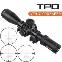 Load image into Gallery viewer, Sniper VT4.7-29x56 FFP 35MM Scope First Focal Plane Riflescope with Red/Green/Blue Illuminated Reticle