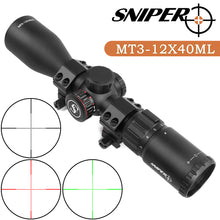 Load image into Gallery viewer, MT3-12x40MAOL Scope with Red, Green, Blue Illuminated Mil-Dot Reticle