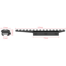 Load image into Gallery viewer, 3/8" 11mm to 7/8" 20mm Dovetail to Picatinny Adapter Mount, Low Profile Dovetail to Picatinny Rail 11mm to 21mm Picatinny Riser Mount (DV11-14S)