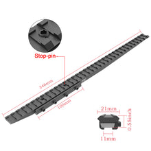 Load image into Gallery viewer, 3/8" 11mm to 7/8" 20mm Dovetail to Picatinny Adapter Mount, Low Profile Dovetail to Picatinny Rail 11mm to 21mm Picatinny Riser Mount (DV11-34S)