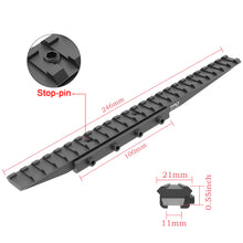 Load image into Gallery viewer, 3/8" 11mm to 7/8" 20mm Dovetail to Picatinny Adapter Mount, Low Profile Dovetail to Picatinny Rail 11mm to 21mm Picatinny Riser Mount (DV11-24S)