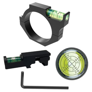 Scope Leveling Kit Includes 1-inch/30mm/34mm/35mm Tube Anti-Cant Bubble Level + Picatinny Rail Mount Level + Bullseye Circular Bubble Level