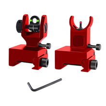 Load image into Gallery viewer, Fiber Optic Flip Up Iron Sights Picatinny Rail Mounted Front and Rear Backup Iron Sights