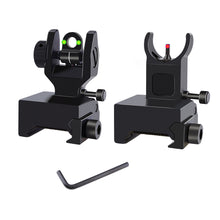 Load image into Gallery viewer, Fiber Optic Flip Up Iron Sights Picatinny Rail Mounted Front and Rear Backup Iron Sights