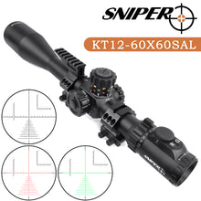 Load image into Gallery viewer, Sniper KT 12-60X60 SAL Rifle Scope 35mm Tube Side Parallax Adjustment Glass Etched Reticle Red Green Illuminated with Scope Rings