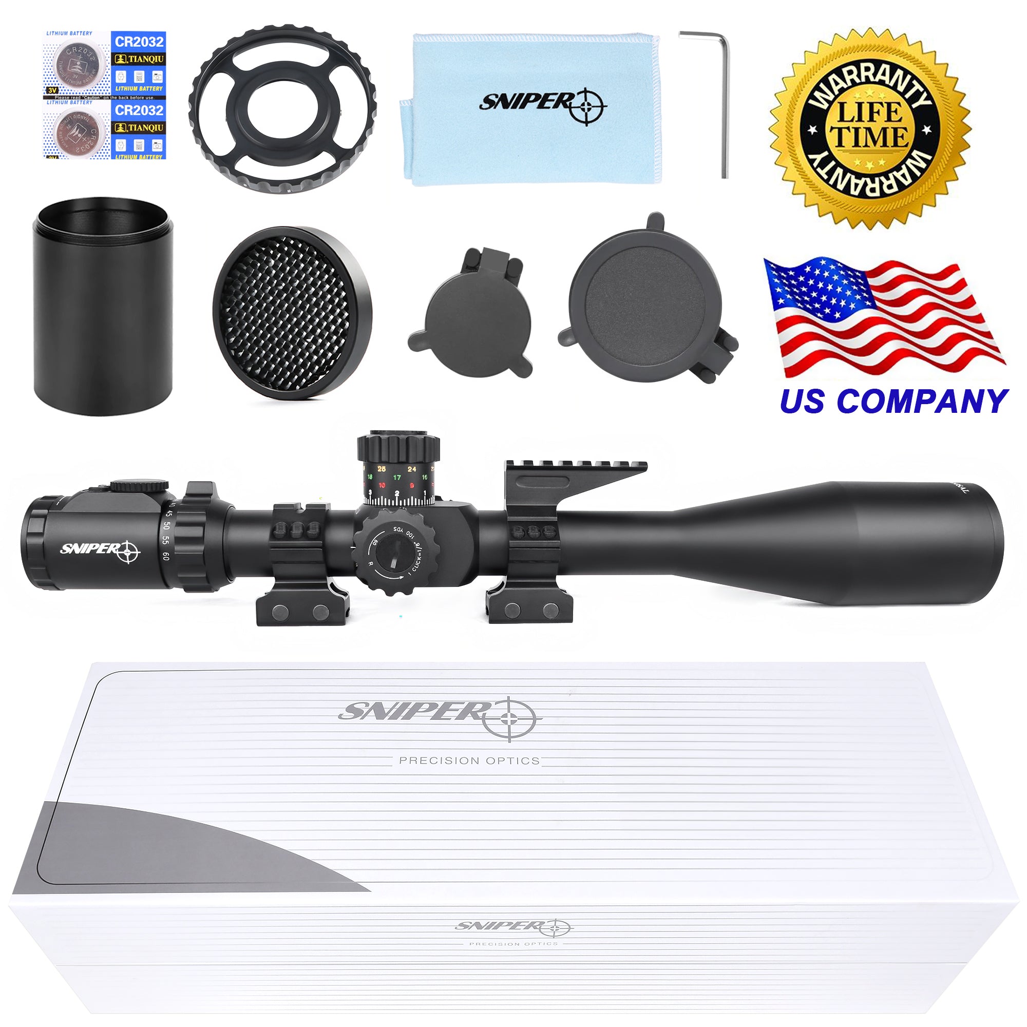 Sniper KT 12-60X60 SAL Rifle Scope 35mm Tube Side Parallax Adjustment ...