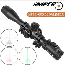 Load image into Gallery viewer, Sniper KT 12-60X60 SAL Rifle Scope 35mm Tube Side Parallax Adjustment Glass Etched Reticle Red Green Illuminated with Scope Rings