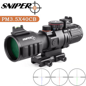 Sniper GII PM3.5X40 Prism Scope with Red, Green Illuminated Rapid Range Reticle