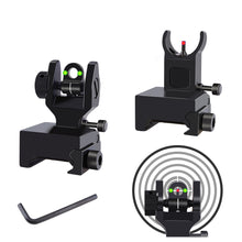 Load image into Gallery viewer, Fiber Optic Flip Up Iron Sights Picatinny Rail Mounted Front and Rear Backup Iron Sights