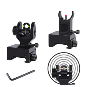 Fiber Optic Flip Up Iron Sights Picatinny Rail Mounted Front and Rear Backup Iron Sights