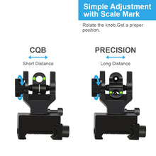 Load image into Gallery viewer, Fiber Optic Flip Up Iron Sights Picatinny Rail Mounted Front and Rear Backup Iron Sights