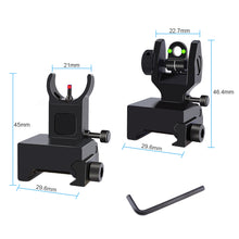 Load image into Gallery viewer, Fiber Optic Flip Up Iron Sights Picatinny Rail Mounted Front and Rear Backup Iron Sights