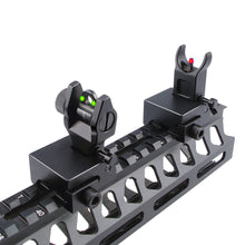 Load image into Gallery viewer, Fiber Optic Flip Up Iron Sights Picatinny Rail Mounted Front and Rear Backup Iron Sights