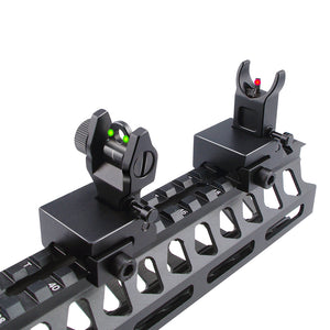 Fiber Optic Flip Up Iron Sights Picatinny Rail Mounted Front and Rear Backup Iron Sights
