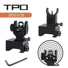 Load image into Gallery viewer, Fiber Optic Flip Up Iron Sights Picatinny Rail Mounted Front and Rear Backup Iron Sights