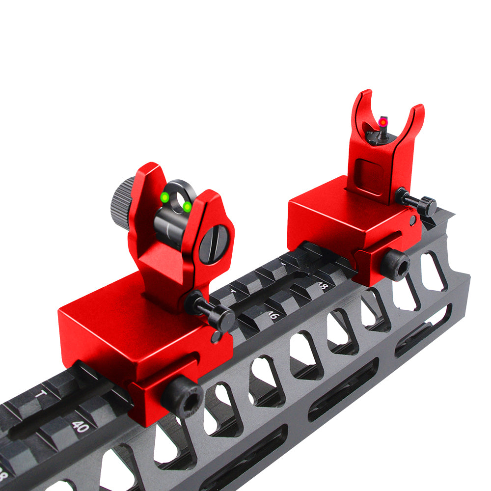 Fiber Optic Flip Up Iron Sights Picatinny Rail Mounted Front and Rear ...