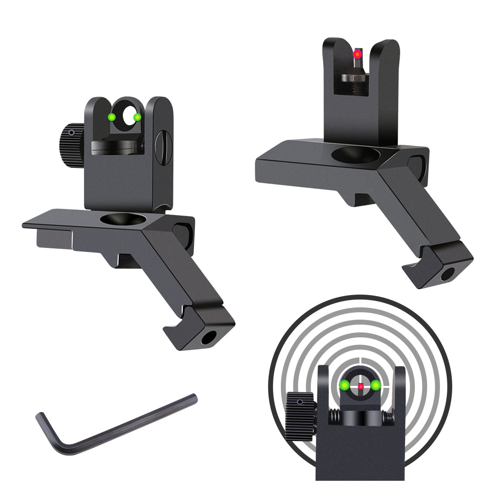 Fiber Optic Flip-up Front Rear Combo Iron Sights 45 Degree Back