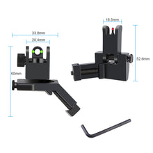 Load image into Gallery viewer, Fiber Optic Flip-up Front &amp; Rear Combo Iron Sights 45 Degree Back up Sight Set Compatible with 20mm Picatinny &amp; Weaver Rail, Low Profile, Rapid Transition