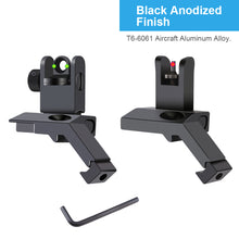 Load image into Gallery viewer, Fiber Optic Flip-up Front &amp; Rear Combo Iron Sights 45 Degree Back up Sight Set Compatible with 20mm Picatinny &amp; Weaver Rail, Low Profile, Rapid Transition