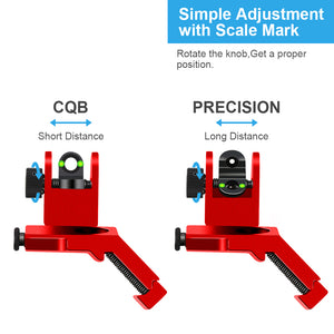 Fiber Optic Flip-up Front & Rear Combo Iron Sights 45 Degree Back up Sight Set Compatible with 20mm Picatinny & Weaver Rail, Low Profile, Rapid Transition