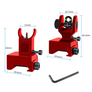 Fiber Optic Flip Up Iron Sights Picatinny Rail Mounted Front and Rear Backup Iron Sights
