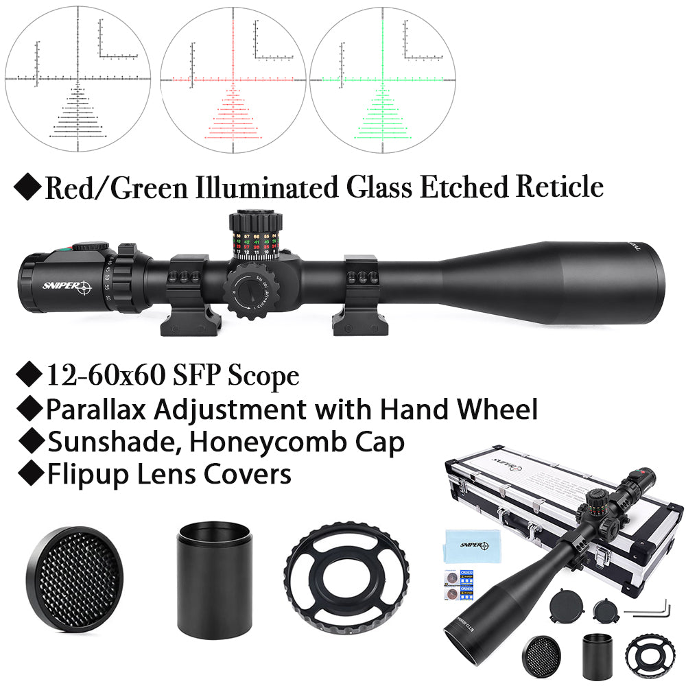 Sniper KT 12-60X60 SAL Rifle Scope 35mm Tube Side Parallax Adjustment ...