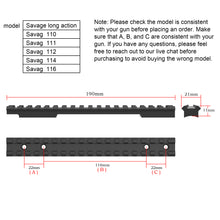 Load image into Gallery viewer, Savage 110 Picatinny Rail Mount for Savage Long Action (Black)