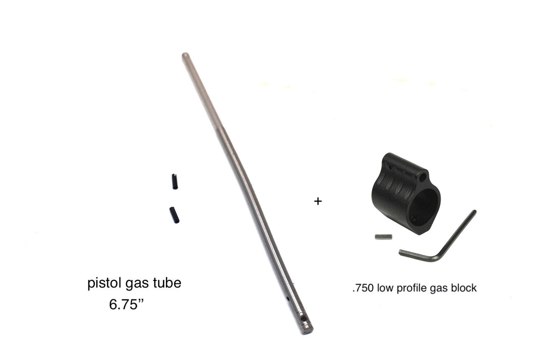 AR15 Pistol Length Gas Tube Stainless + Gas Block