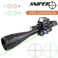 Load image into Gallery viewer, ST 6-24x50 AOL Scope Combo Includes Laser Sight, Holographic Dot Sight and LED Flashlight