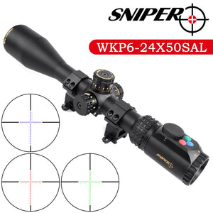 SNIPER WKP 6-24X50 SAL Hunting Side Parallax Adjustment Glass Etched Reticle Red Green Illuminated with Bubble Level Rifle Scope