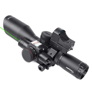 ST 2.5-10x40 Tactical Rifle Scope Combo R/G Mil-dot illuminated Green Laser with Red Dot Sight