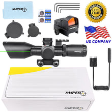Load image into Gallery viewer, ST 2.5-10x40 Tactical Rifle Scope Combo R/G Mil-dot illuminated Green Laser with Red Dot Sight