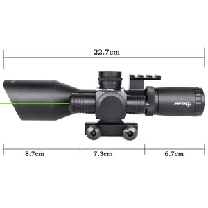 ST 2.5-10x40 Tactical Rifle Scope Combo R/G Mil-dot illuminated Green Laser with Red Dot Sight