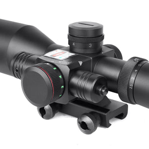 ST 2.5-10x40 Tactical Rifle Scope Combo R/G Mil-dot illuminated Green Laser with Red Dot Sight