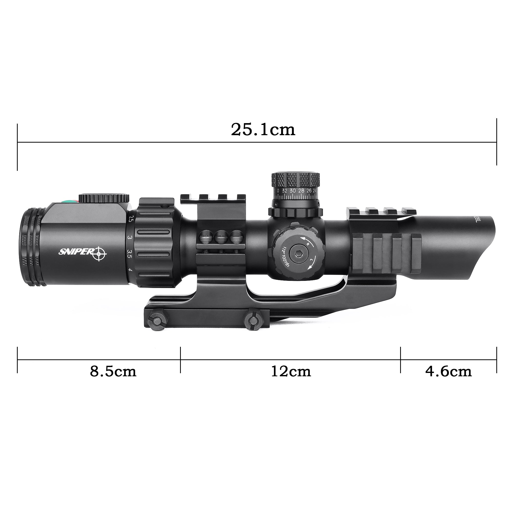 Sniper ST 1-4X28 AR Tactical Rifle Scope Combo Red/Green Illuminated R ...
