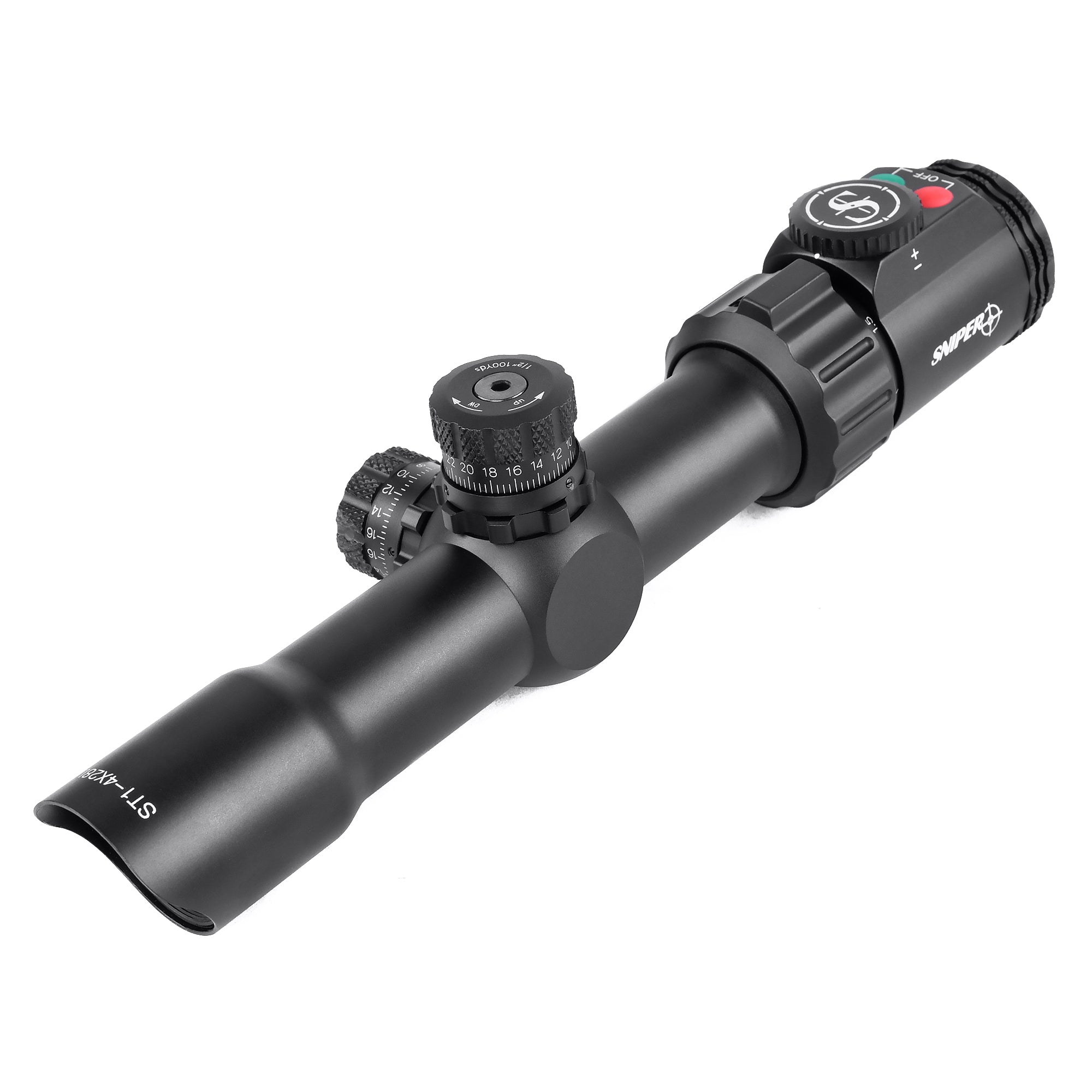 Sniper ST 1-4X28 AR Tactical Rifle Scope Combo Red/Green Illuminated R ...