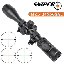 Load image into Gallery viewer, SNIPER MK 6-24X50 SAL Hunting Rifle Scope Red/Green/Blue Illuminated Mil Dot Reticle