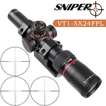 Load image into Gallery viewer, Sniper VT1-5X24FFPL First Focal Plane (FFP) Scope with Red/Green Illuminated Reticle