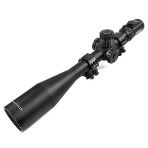 KT 10-50X60 SAL Long Range Rifle Scope 35mm Tube Side Parallax Adjustment Glass Etched Reticle Red Green Illuminated with Scope Rings