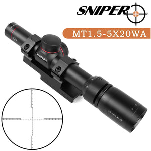 MT 1.5-5x20 WA Compact Riflescope for Hunting, Crossbow Scope, 1" Tube, Multi-Coated Lenses, Scope Mount Included