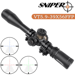 Sniper VT5.9-39x56 FFP 35MM Scope First Focal Plane Riflescope with Red/Green/Blue Illuminated Reticle