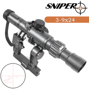 AK Scope SVD Dragunov 3-9x24mm First Focal Plane (FFP) Tactical Rifle Scope with Red Illuminated Rangefinder Reticle