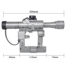 Load image into Gallery viewer, AK Scope SVD Dragunov 4x24mm Tactical Rifle Scope AK Scope with Red Illuminated Rangefinding Reticle