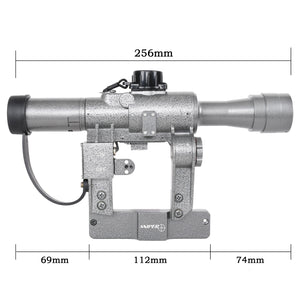 AK Scope SVD Dragunov 4x24mm Tactical Rifle Scope AK Scope with Red Illuminated Rangefinding Reticle