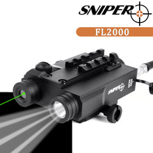 Load image into Gallery viewer, Sniper FL2000 TACTICAL Green Dot SIGHT + 200LM LED LIGHT COMBO with Pressure Cord Switch and Quick Release Mount