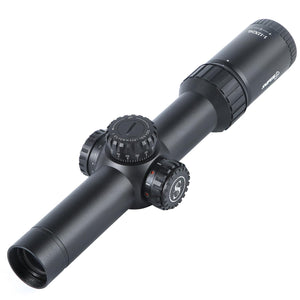 Sniper KT 1-12X24 SAL Rifle Scope 35mm Tube Glass Etched Reticle Red Illuminated with Scope Rings